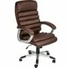 Fauteuil Chaise Siège De Direction Rembourrage Ondulé Marron 08_0000373