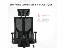Fauteuil De Bureau Gamer Pivotant - Accoudoirs, Tétière Réglables - Support Lombaire - Revêtement Synthétique Et Polyester Rouge Noir -mobilier de bureau Shop siege de bureau 8952765
