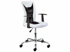 DEANA - Fauteuil De Bureau Sur Roulettes Blanc Et Noir