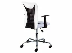 DEANA - Fauteuil De Bureau Sur Roulettes Blanc Et Noir -mobilier de bureau Shop siege de bureau 9167375