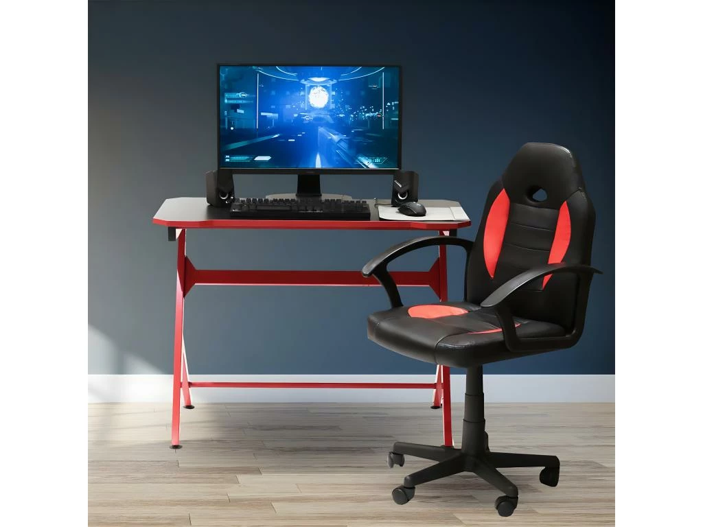 RACING - Fauteuil De Bureau Hauteur Réglable Rouge Et Noir 2 RACING - Fauteuil De Bureau Hauteur Réglable Rouge Et Noir – Image 2