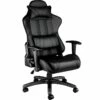 Fauteuil De Bureau Chaise Siège Sport Gamer Avec Coussin De Tête Et Lombaires Noir 08_0000356