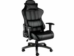 Fauteuil De Bureau Chaise Siège Sport Gamer Avec Coussin De Tête Et Lombaires Noir 08_0000356