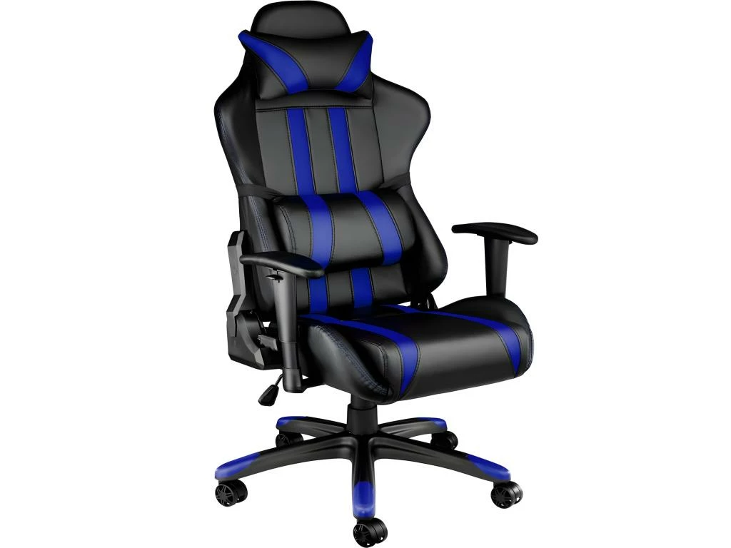 Fauteuil De Bureau Chaise Siège Sport Gamer Avec Coussin De Tête Et Lombaires Noir/bleu 08_0000358 1 Fauteuil De Bureau Chaise Siège Sport Gamer Avec Coussin De Tête Et Lombaires Noir/bleu 08_0000358