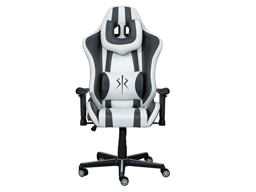 PLAYER - Fauteuil Gaming Simili Blanc Et Noir 2 PLAYER - Fauteuil Gaming Simili Blanc Et Noir – Image 2