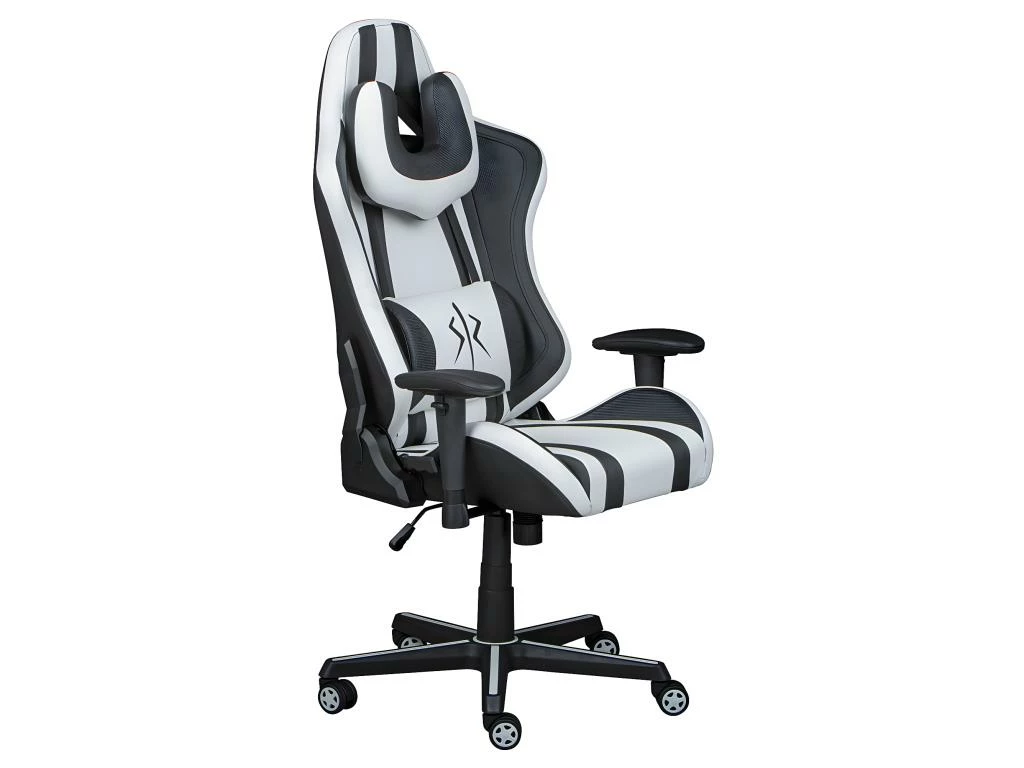 PLAYER - Fauteuil Gaming Simili Blanc Et Noir 3 PLAYER - Fauteuil Gaming Simili Blanc Et Noir – Image 3