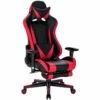 Fauteuil De Bureau Sport Chaise De Jeu Course En Cuir Synthétique Rouge Et Noir 19_0000091