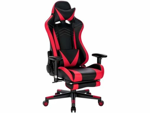 Fauteuil De Bureau Sport Chaise De Jeu Course En Cuir Synthétique Rouge Et Noir 19_0000091 -mobilier de bureau Shop siege de bureau 9184935