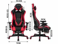 Fauteuil De Bureau Sport Chaise De Jeu Course En Cuir Synthétique Rouge Et Noir 19_0000091 -mobilier de bureau Shop siege de bureau 9184937