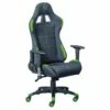 GAMER - Fauteuil Gaming Tissu Noir Et Vert