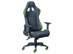GAMER - Fauteuil Gaming Tissu Noir Et Vert