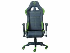 GAMER - Fauteuil Gaming Tissu Noir Et Vert -mobilier de bureau Shop siege de bureau 9184947