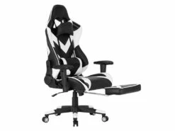 Fauteuil Siège Chaise De Course En Cuir Synthétique Blanc Et Noir 19_0000487 -mobilier de bureau Shop siege de bureau 9184981