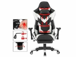 Fauteuil Siège Chaise De Course En Cuir Synthétique Blanc Et Noir 19_0000487 -mobilier de bureau Shop siege de bureau 9184983