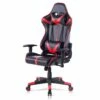Fauteuil Chaise De Jeu En Cuir Synthétique Avec Accoudoirs Réglables Oreillers Et Coussins Lombaires Rouge Et Noir 19_0000430