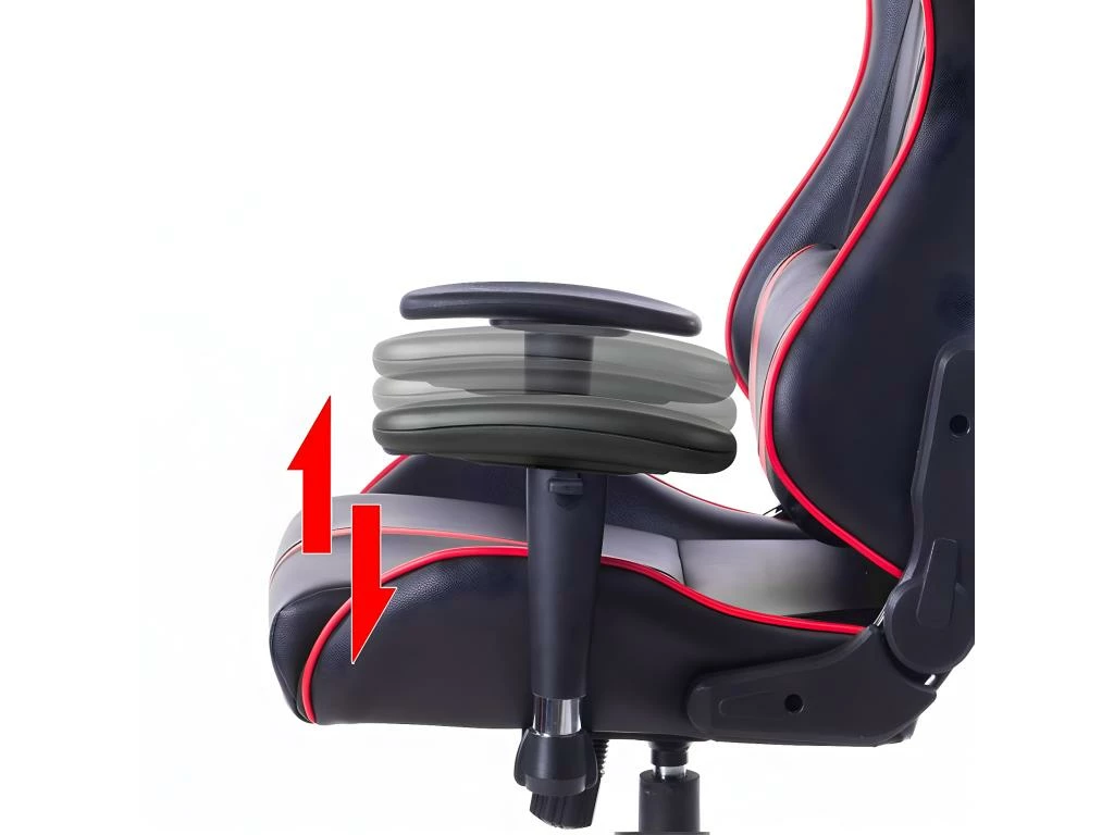 Fauteuil Chaise De Jeu En Cuir Synthétique Avec Accoudoirs Réglables Oreillers Et Coussins Lombaires Rouge Et Noir 19_0000430 2 Fauteuil Chaise De Jeu En Cuir Synthétique Avec Accoudoirs Réglables Oreillers Et Coussins Lombaires Rouge Et Noir 19_0000430 – Image 2