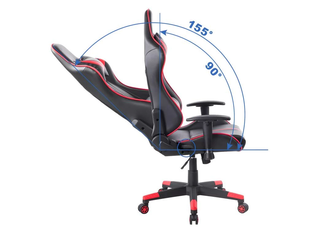 Fauteuil Chaise De Jeu En Cuir Synthétique Avec Accoudoirs Réglables Oreillers Et Coussins Lombaires Rouge Et Noir 19_0000430 5 Fauteuil Chaise De Jeu En Cuir Synthétique Avec Accoudoirs Réglables Oreillers Et Coussins Lombaires Rouge Et Noir 19_0000430 – Image 5