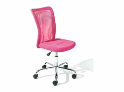CLIDE - Chaise De Bureau Enfant Tissu Rose Et Pieds Chromés