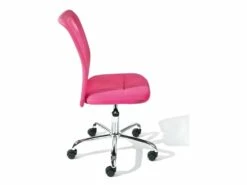 CLIDE - Chaise De Bureau Enfant Tissu Rose Et Pieds Chromés -mobilier de bureau Shop siege de bureau 9191465