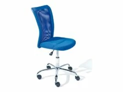 CLIDE - Chaise De Bureau Enfant Tissu Bleu Et Pieds Chromés