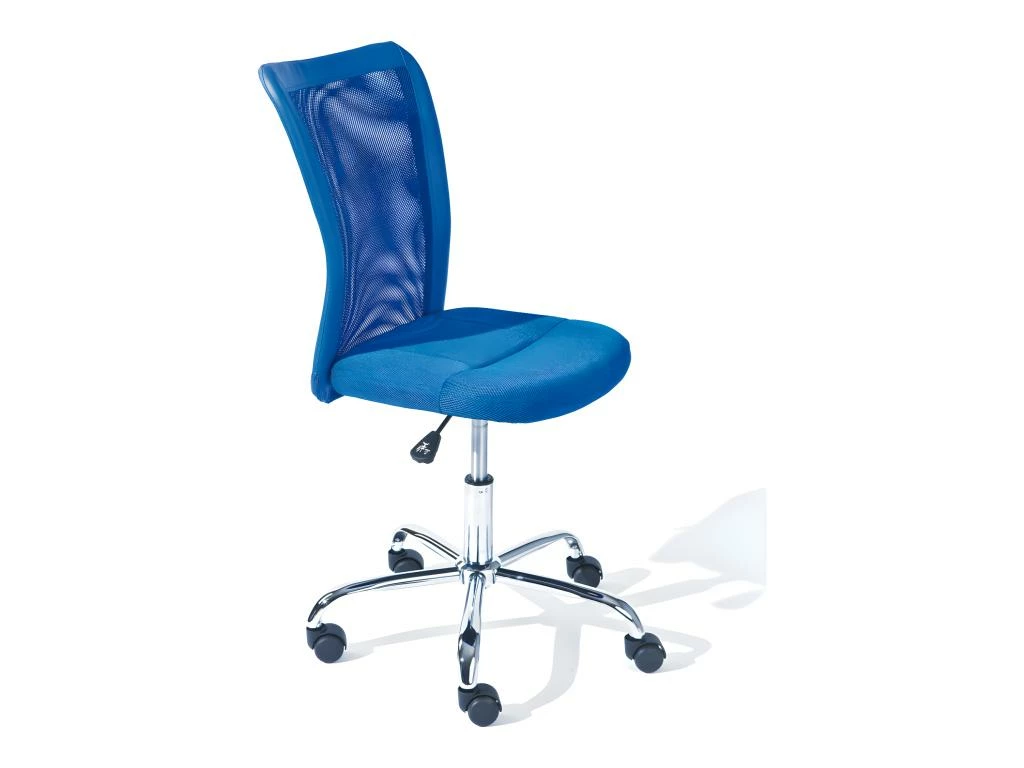 CLIDE - Chaise De Bureau Enfant Tissu Bleu Et Pieds Chromés 1 CLIDE - Chaise De Bureau Enfant Tissu Bleu Et Pieds Chromés