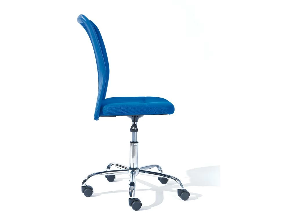 CLIDE - Chaise De Bureau Enfant Tissu Bleu Et Pieds Chromés 2 CLIDE - Chaise De Bureau Enfant Tissu Bleu Et Pieds Chromés – Image 2