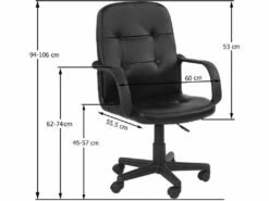 Chaise De Bureau Pivotante Avec Hauteur Réglable Siège Ergonomique En Synthétique Noir Fauteuil De Bureau Pour Ordinateur Gamer 01_0000082 -mobilier de bureau Shop siege de bureau 9475291