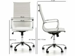 Fauteuil De Bureau Londres Inclinable Blanc, Cuir Synthétique -mobilier de bureau Shop siege de bureau 9475319