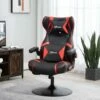 Fauteuil Gaming Fauteuil De Bureau Gamer Fonction Audio Pivotant Réglable Accoudoirs Relevables Rouge Noir