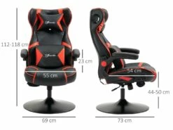 Fauteuil Gaming Fauteuil De Bureau Gamer Fonction Audio Pivotant Réglable Accoudoirs Relevables Rouge Noir -mobilier de bureau Shop siege de bureau 9549931