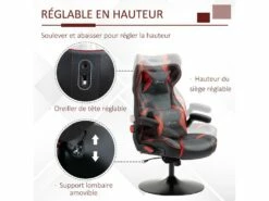 Fauteuil Gaming Fauteuil De Bureau Gamer Fonction Audio Pivotant Réglable Accoudoirs Relevables Rouge Noir -mobilier de bureau Shop siege de bureau 9549935
