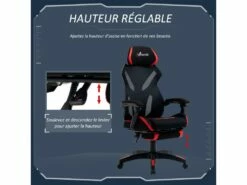 Vinsetto Fauteuil Gaming Chaise Gamer Réglable Pivotant Dossier Inclinable Repose-pied Polyester Rouge Noir 9 Vinsetto Fauteuil Gaming Chaise Gamer Réglable Pivotant Dossier Inclinable Repose-pied Polyester Rouge Noir -mobilier de bureau Shop siege de bureau 9549955