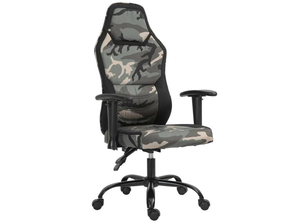 Fauteuil Gaming Militaire - Chaise Gamer - Inclinable, Hauteur Réglable Assise & Accoudoirs, Pivotant - Polyester Noir Vert 2 Fauteuil Gaming Militaire - Chaise Gamer - Inclinable, Hauteur Réglable Assise & Accoudoirs, Pivotant - Polyester Noir Vert – Image 2