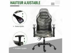 Fauteuil Gaming Militaire - Chaise Gamer - Inclinable, Hauteur Réglable Assise & Accoudoirs, Pivotant - Polyester Noir Vert 9 Fauteuil Gaming Militaire - Chaise Gamer - Inclinable, Hauteur Réglable Assise & Accoudoirs, Pivotant - Polyester Noir Vert -mobilier de bureau Shop siege de bureau 9550113