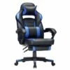 Fauteuil Gamer Chaise Gaming Siège De Bureau Réglable Avec Repose-pieds Télescopique Ergonomique Mécanisme Basculent Appui-tête Support Lombaire Charge 150 Kg Noir Et Bleu 12_0001435