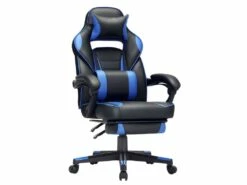 Fauteuil Gamer Chaise Gaming Siège De Bureau Réglable Avec Repose-pieds Télescopique Ergonomique Mécanisme Basculent Appui-tête Support Lombaire Charge 150 Kg Noir Et Bleu 12_0001435
