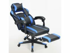Fauteuil Gamer Chaise Gaming Siège De Bureau Réglable Avec Repose-pieds Télescopique Ergonomique Mécanisme Basculent Appui-tête Support Lombaire Charge 150 Kg Noir Et Bleu 12_0001435 -mobilier de bureau Shop siege de bureau 9550207