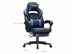 Fauteuil Gamer Chaise Gaming Siège De Bureau Réglable Avec Repose-pieds Télescopique Ergonomique Mécanisme Basculent Appui-tête Support Lombaire Charge 150 Kg Noir Et Bleu 12_0001435 -mobilier de bureau Shop siege de bureau 9550209