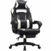 Fauteuil Gamer Chaise Gaming Siège De Bureau Réglable Avec Repose-pieds Télescopique Ergonomique Mécanisme Basculent Appui-tête Support Lombaire Charge 150 Kg Noir Et Blanc 12_0000398