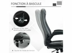 Fauteuil Gaming Base Ronde Métal Pivotante 360° Hauteur Réglable Fonction Dossier Bascule Accoudoirs Relevables PU Gris Noir 9 Fauteuil Gaming Base Ronde Métal Pivotante 360° Hauteur Réglable Fonction Dossier Bascule Accoudoirs Relevables PU Gris Noir -mobilier de bureau Shop siege de bureau 9550279