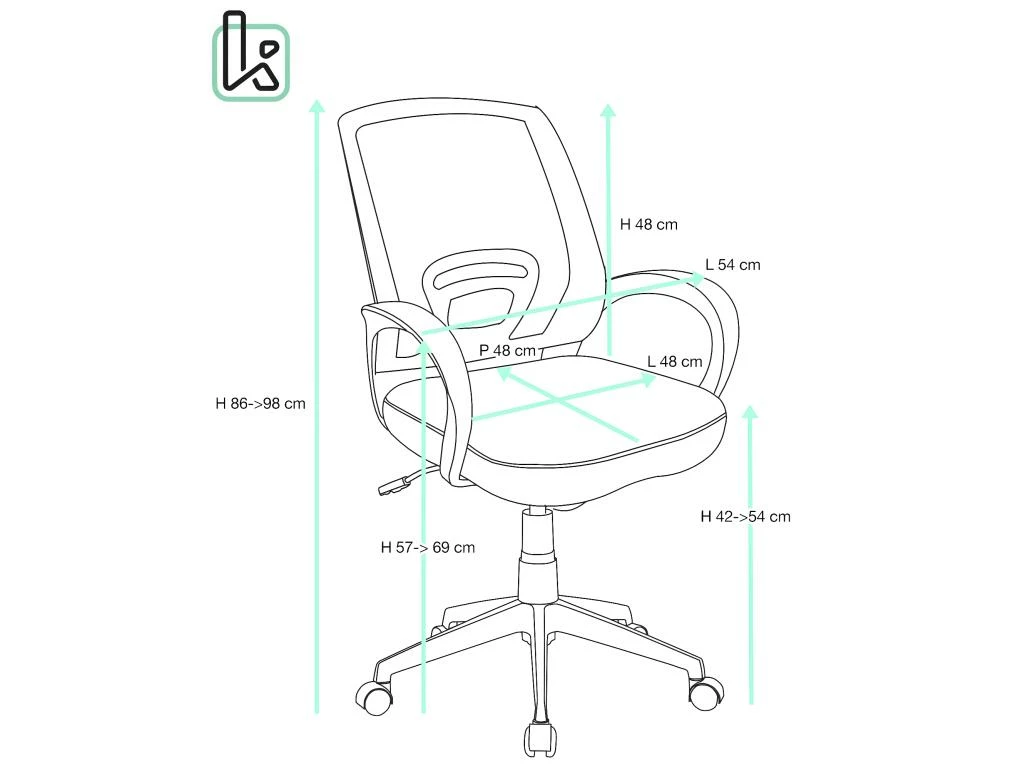 Chaise De Bureau Ergonomique Pivotante Réglable Haut Bas FLAG-E (Noir Bleu) 2 Chaise De Bureau Ergonomique Pivotante Réglable Haut Bas FLAG-E (Noir Bleu) – Image 2