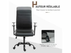 Vinsetto Fauteuil De Bureau Manager Ergonomique Pivotant 360° Hauteur Assise Réglable Revêtement Synthétique PU Noir -mobilier de bureau Shop siege de bureau 9552763
