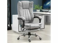 Fauteuil De Bureau Direction Massant Chauffant Hauteur Réglable Dossier Inclinable Repose-pied Revêtement Synthétique Gris