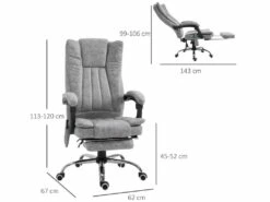 Fauteuil De Bureau Direction Massant Chauffant Hauteur Réglable Dossier Inclinable Repose-pied Revêtement Synthétique Gris 7 Fauteuil De Bureau Direction Massant Chauffant Hauteur Réglable Dossier Inclinable Repose-pied Revêtement Synthétique Gris -mobilier de bureau Shop siege de bureau 9552955