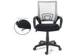 Chaise De Bureau Ergonomique Pivotante Réglable Haut Bas FLAG-E (Noir Gris) -mobilier de bureau Shop siege de bureau 9553497