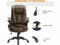 Fauteuil De Bureau Direction Pivotant Massant Chauffant électrique Revêtement Synthétique Chocolat -mobilier de bureau Shop siege de bureau 9553547
