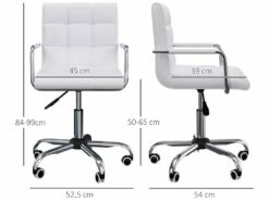 Chaise De Bureau Fauteuil Manager Pivotant Hauteur Réglable Revêtement Synthétique Capitonné Blanc -mobilier de bureau Shop siege de bureau 9553691