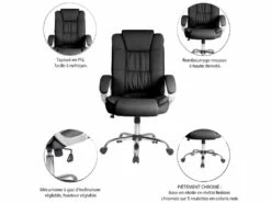 Chaise De Bureau Karen Elevable Et Fauteuil Inclinable En Simili Cuir Noir -mobilier de bureau Shop siege de bureau 9906955