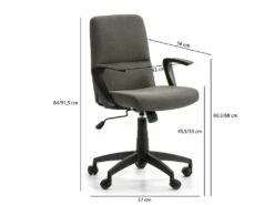 Fauteuil De Bureau Relevable Teo Matelassé Avec Tissu Gris Foncé -mobilier de bureau Shop siege de bureau 9906975