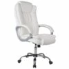 Chaise De Bureau Karen Elevable Et Fauteuil Inclinable En Simili Cuir Blanc